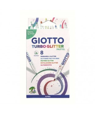 4263001x GIOTTO TURBO GLITTER 8 цв. фломастеры со специальными блестящими чернилами, пастельные цвета