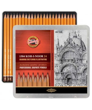  1504024001PL KOH-I-NOOR 1504 (24) Набор профессиональных чернографитных карандашей, 24 шт. "Art" (8B