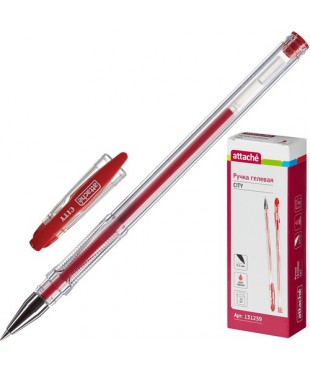 Ручка гелевая Attache City красная (толщина линии 0.5 мм), 131239